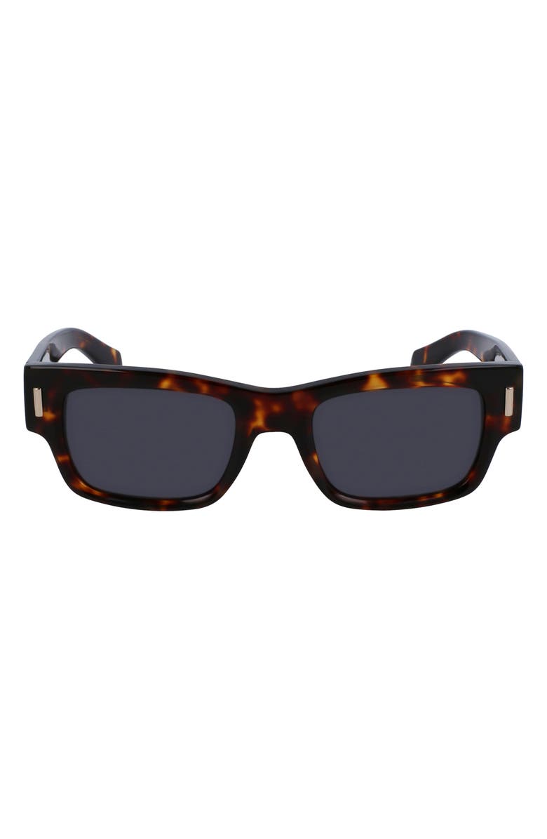 FERRAGAMO Rivets 53mm Rectangular Sunglasses, Main, color, Dark Tortoise