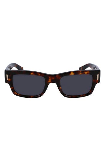 Ferragamo Rivets 53mm Rectangular Sunglasses In Brown