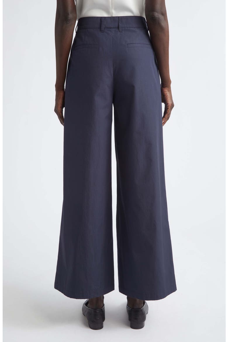 Park Pleated Organic Cotton Poplin Wide Leg Ankle Pants, Alternate, color, INK