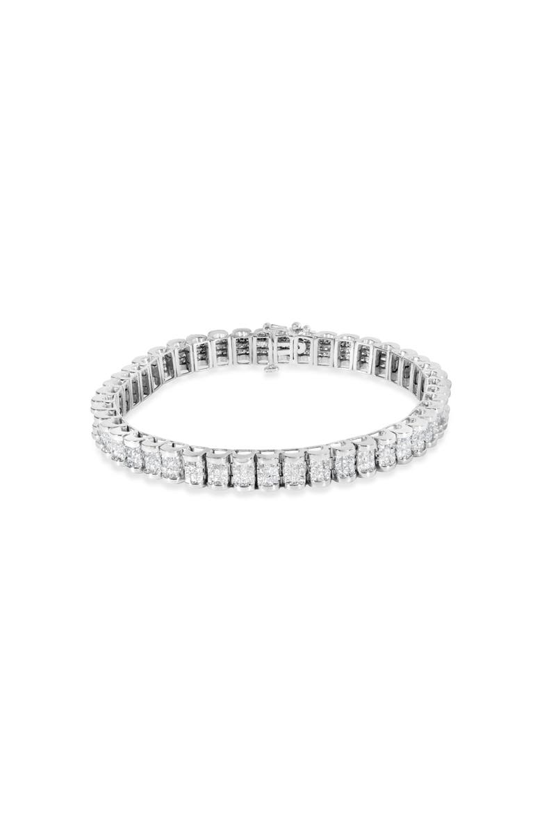 14K White Gold 5.00 Cttw Diamond Belt and Buckle Tennis Bracelet, Main, color, White Gold