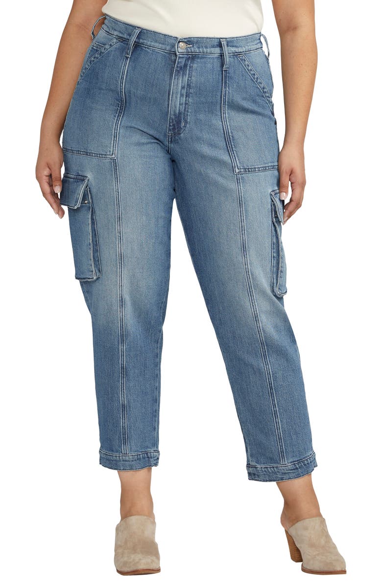 Silver Jeans Co. High Waist Ankle Cargo Jeans, Main, color,