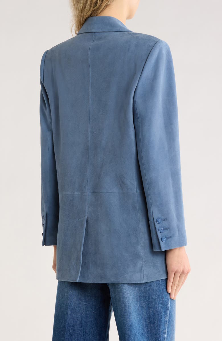 L'AGENCE Aimee Relaxed Fit Double Breasted Suede Blazer, Alternate, color, Blue Horizon