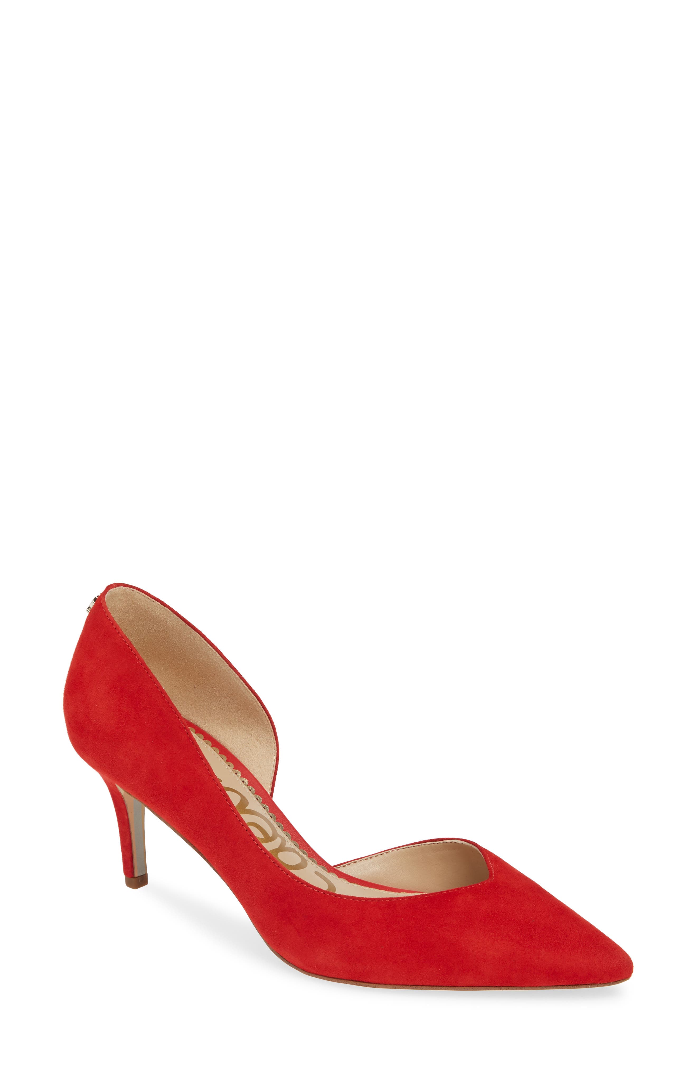 Jari Half d'Orsay Pump, Main, color, LIPSTICK RED SUEDE