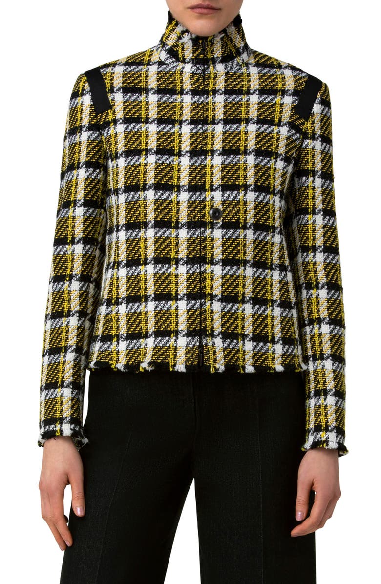 Akris punto Check Tweed Crop Jacket, Alternate, color, 