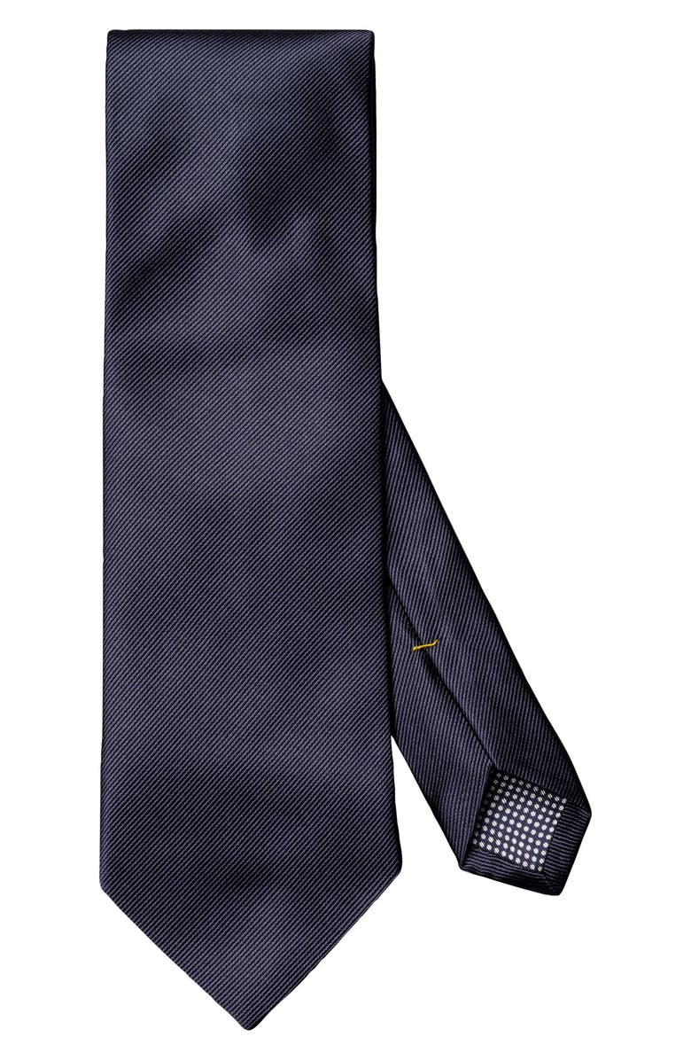 Eton Navy Solid Silk Twill Tie, Main, color, Navy