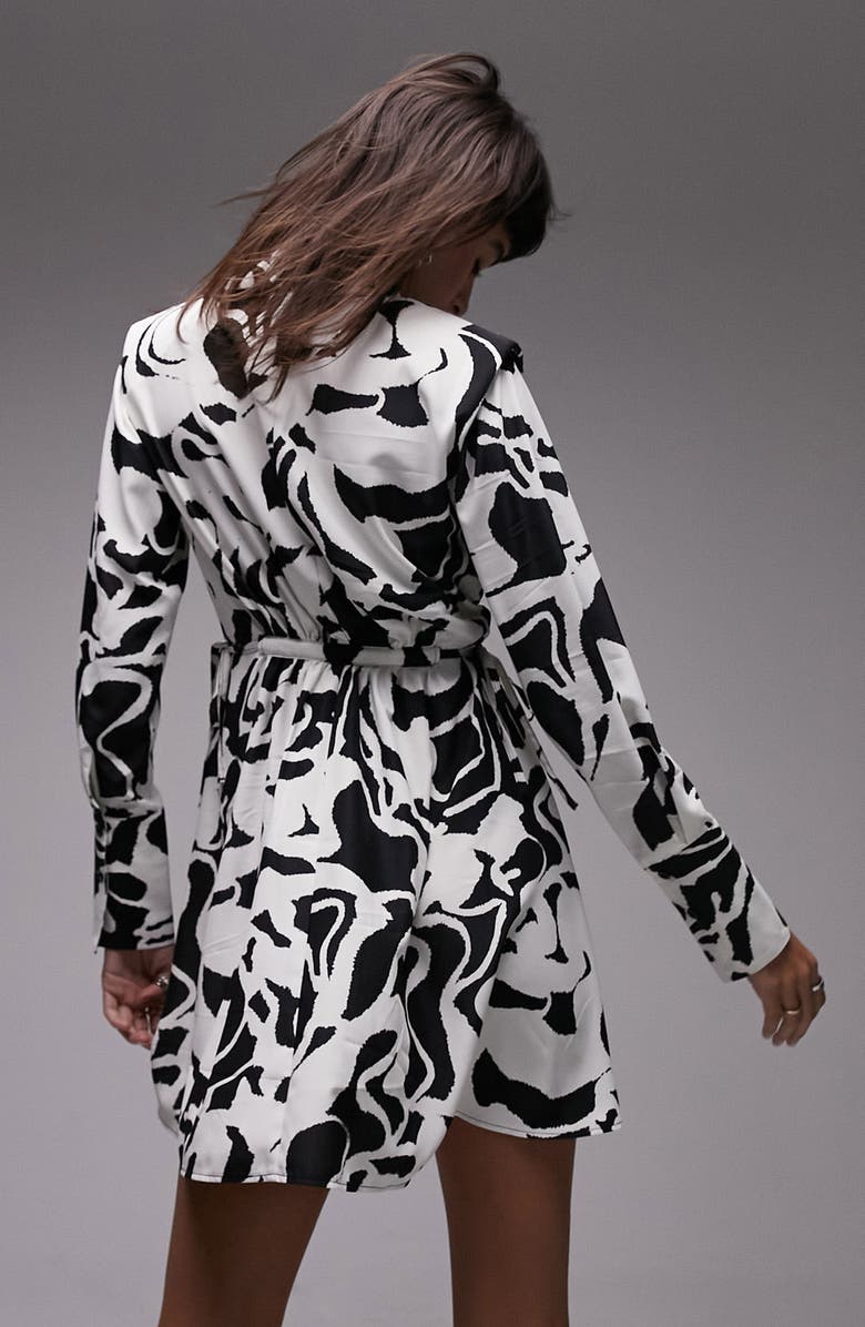 Topshop Print Tie Waist Long Sleeve Shirtdress, Alternate, color, 