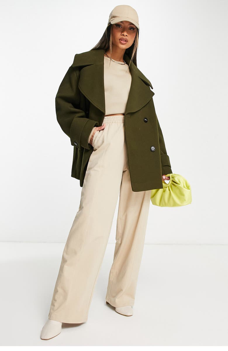 ASOS DESIGN Wide Lapel Peacoat, Alternate, color, 