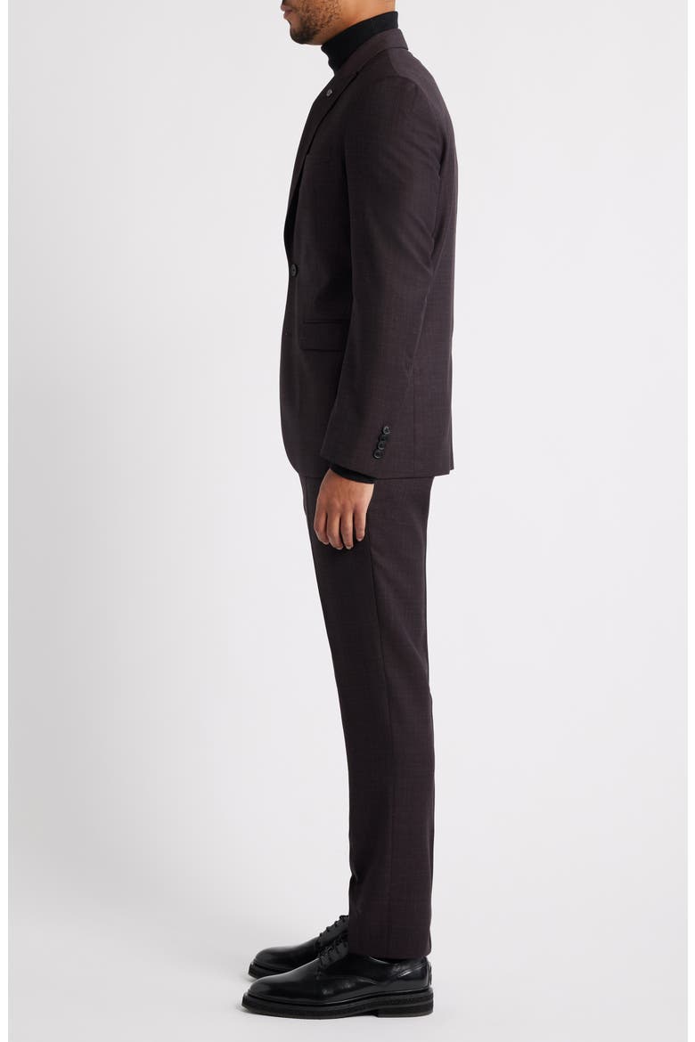 Rawdon Slim Fit Burgundy Super 100s Wool Peak Lapel Suit, Alternate, color, BURGUNDY