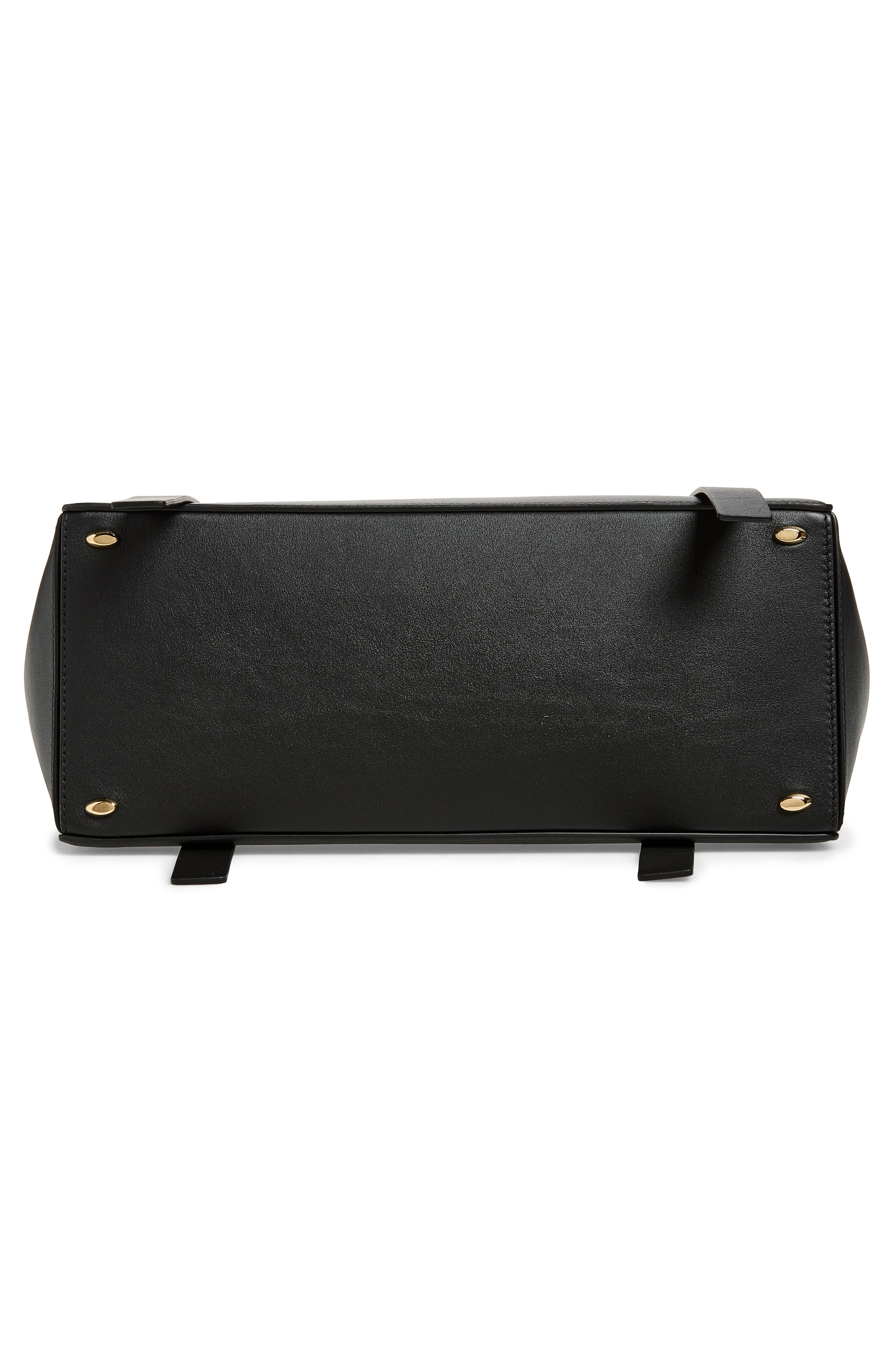 Small Facet Leather Tote, Alternate, color, 001-BLACK