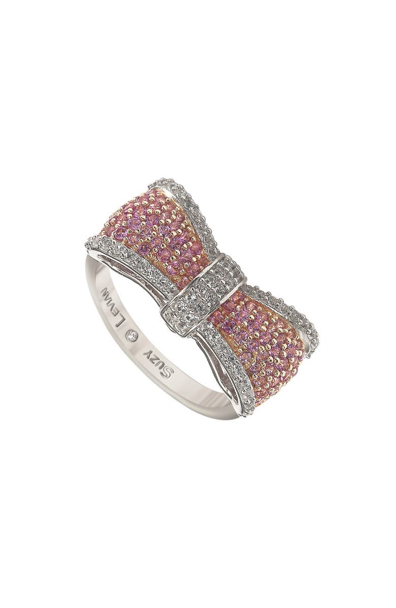 SUZY LEVIAN Sterling Silver & Pink Sapphire Bow Ring, Main, color, Pink