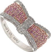 SUZY LEVIAN Sterling Silver & Pink Sapphire Bow Ring