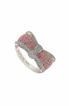 SUZY LEVIAN Sterling Silver & Pink Sapphire Bow Ring