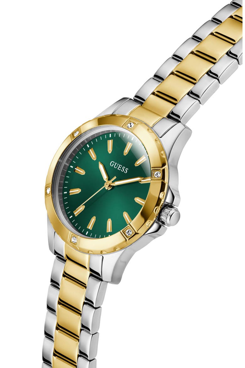 Crystal Bezel Bracelet Watch, 35mm, Alternate, color, GREEN
