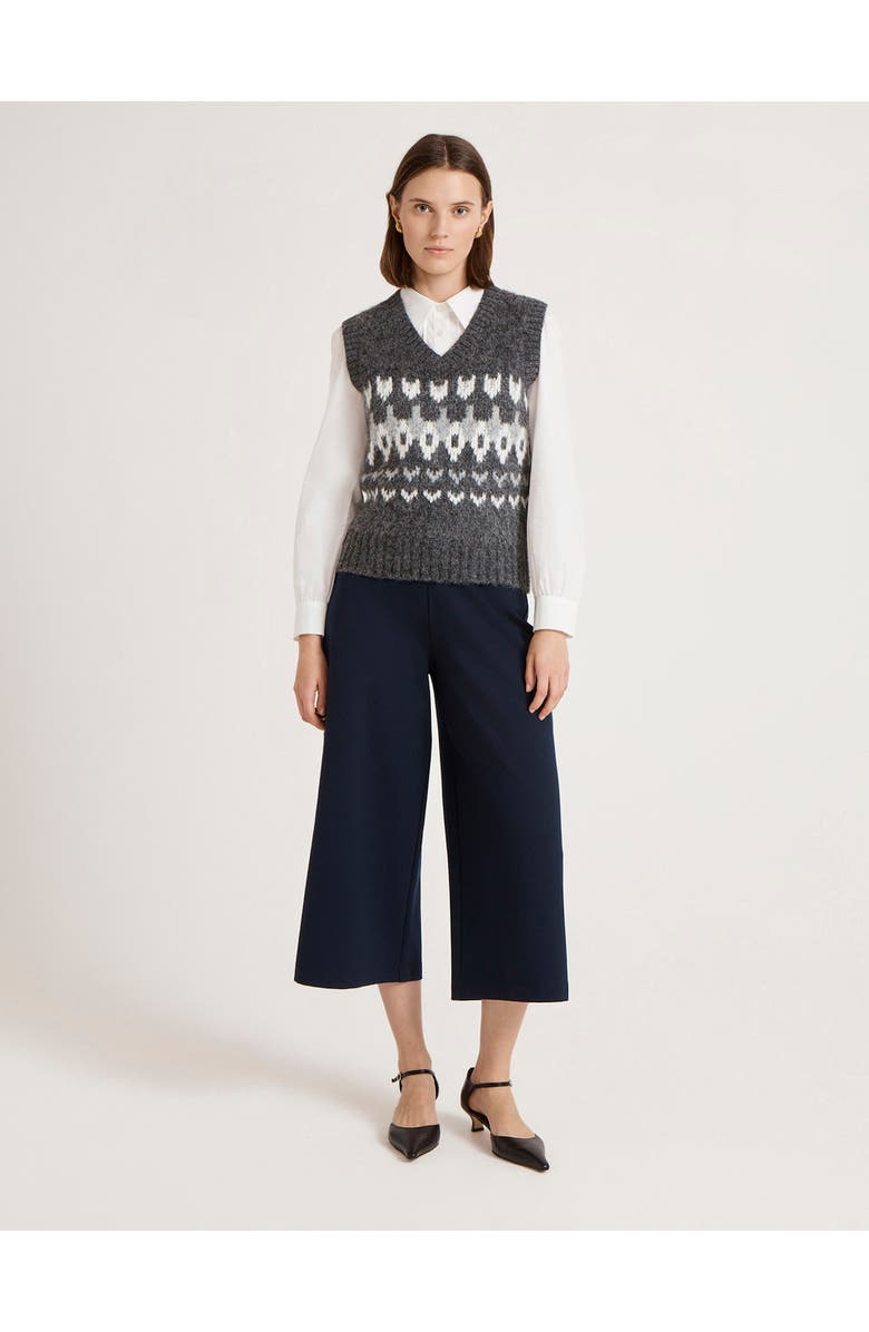 Finery London Fair Isle V Neck Sweater Vest, Alternate, color, Grey Marl