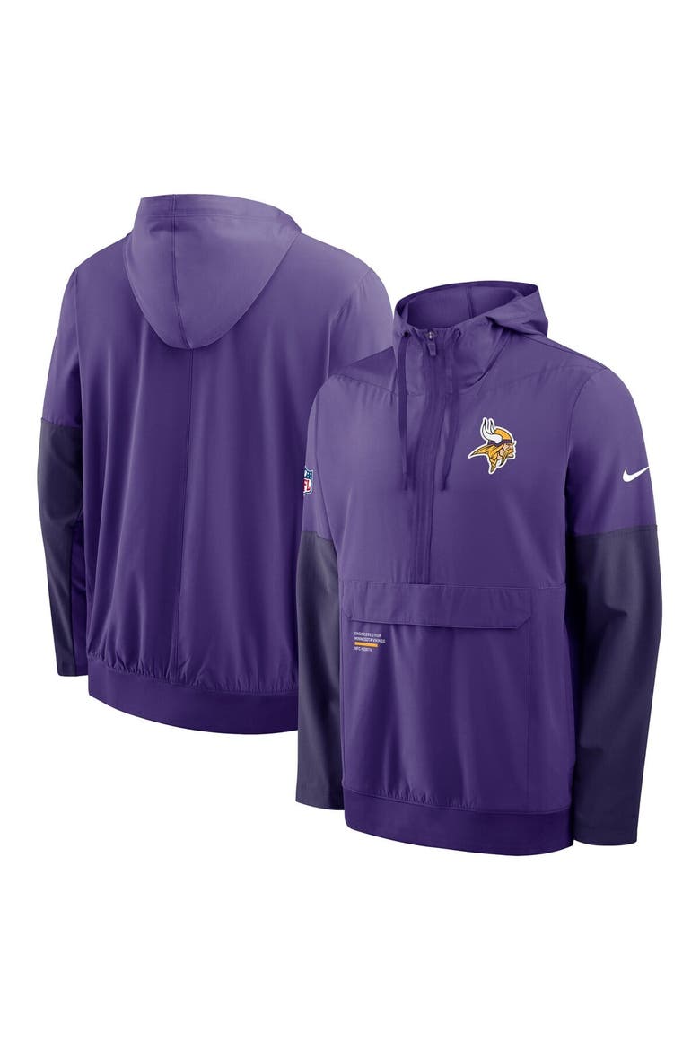 Men's Nike Purple Minnesota Vikings Sideline Anorak Half-Zip Hoodie Jacket, Alternate, color, Purple