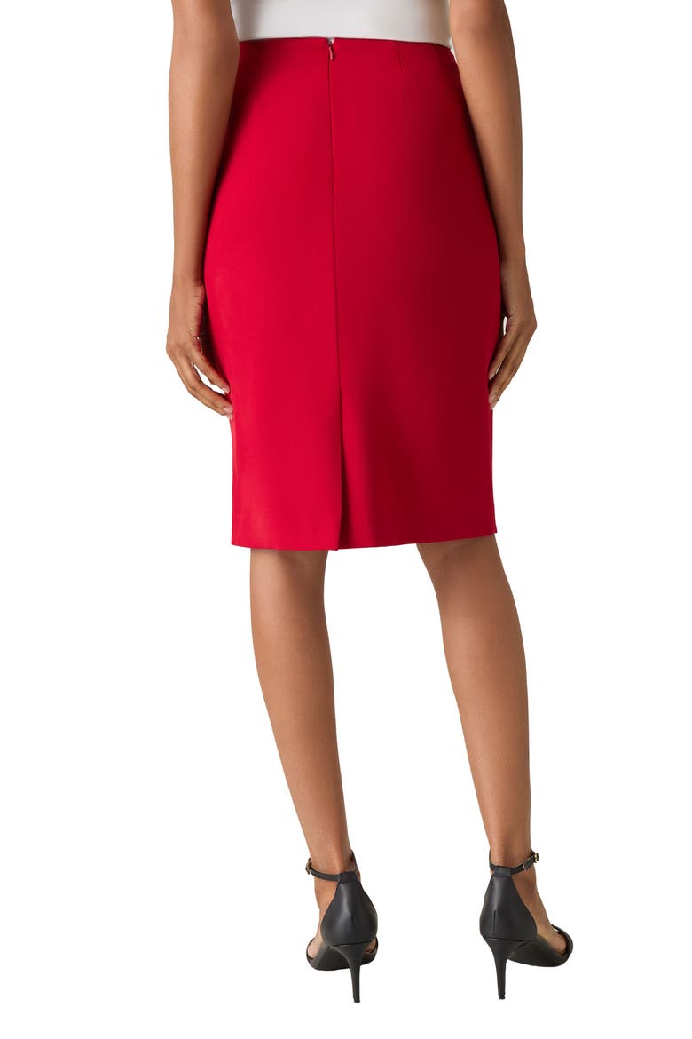 Stretch Crepe Knee Length Pencil Skirt, Alternate, color, FIRE RED