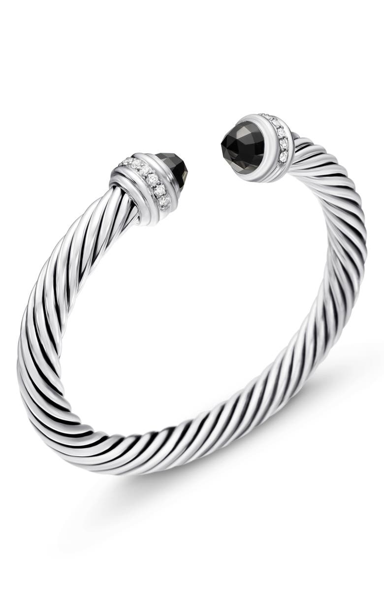 David Yurman Cable Classics Bracelet with Semiprecious Stones & Diamonds, 7mm, Alternate, color, Silver/ Diamond/ Black Onyx