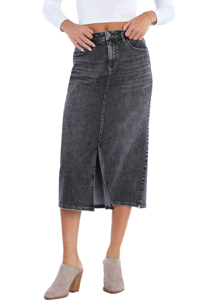Mallory Denim Midi Skirt, Main, color, BLACK SESAME