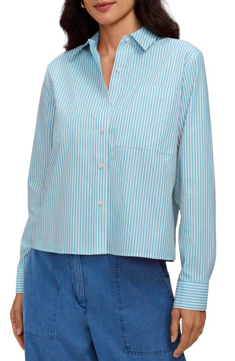 Jodie Stripe Cotton Button-Up Shirt