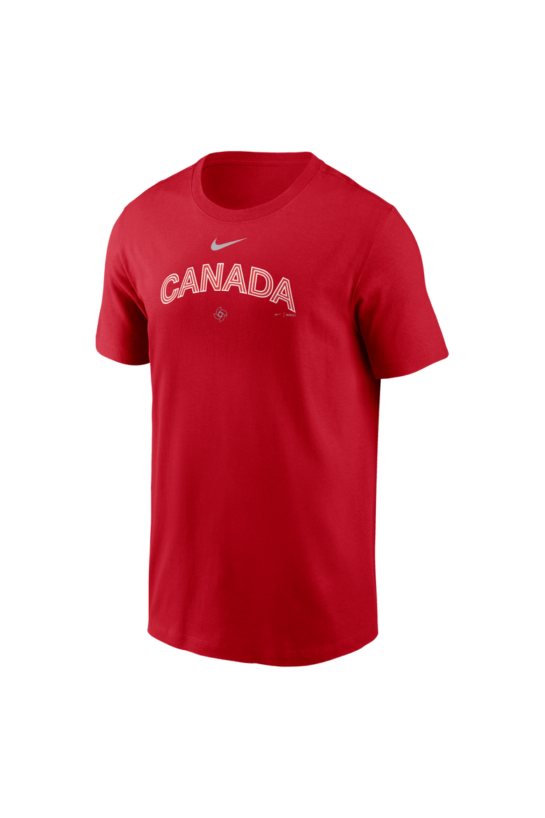 Men's Nike  Red Canada Baseball 2026 World Baseball Classic Wordmark T-Shirt, Alternate, color, Red