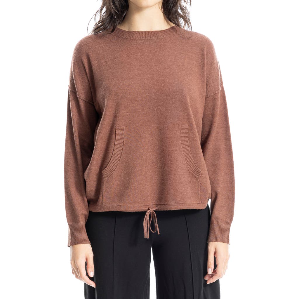 Max Studio Drawstring Hem Pullover Sweater In Cocoa