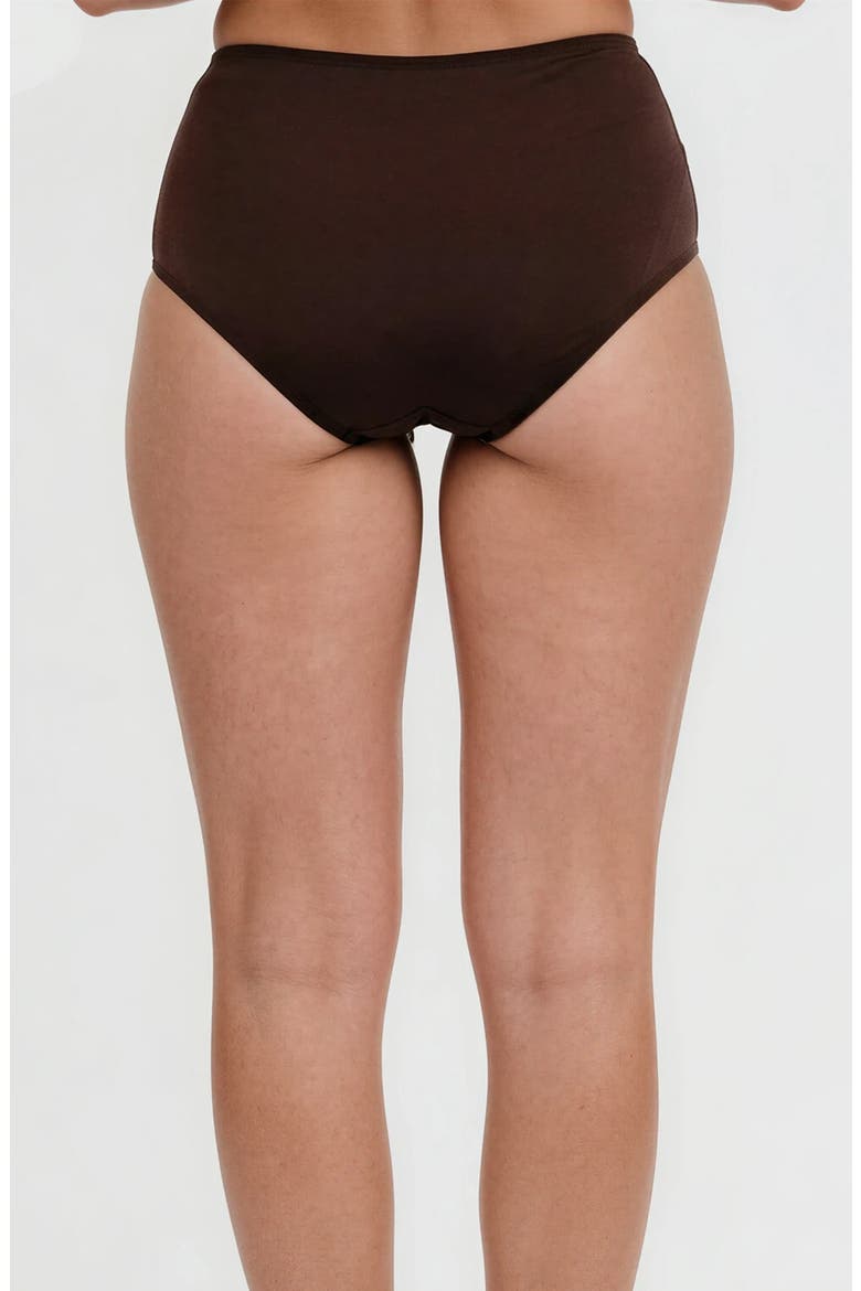 High-Waisted Bikini Bottom, Alternate, color, Chocolate Brown