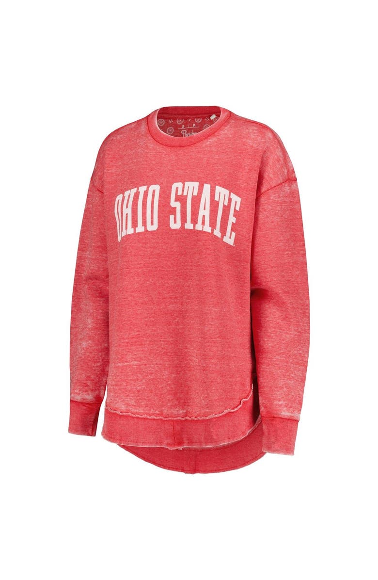 PRESSBOX Women's Pressbox Scarlet Ohio State Buckeyes Vintage Wash Pullover Sweatshirt, Alternate, color, 