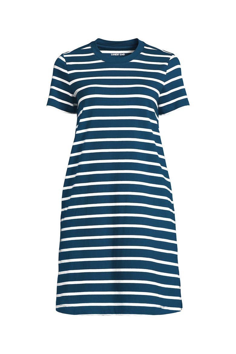 lands end t shirt dress Lands' End T Shirt Dress Women's Short Sleeve Knee Length Brown Jersey Size M
