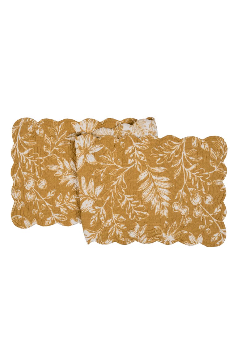 Everview Gold Floral Quilted Table Runner 14" x 51", Main, color, Yellow