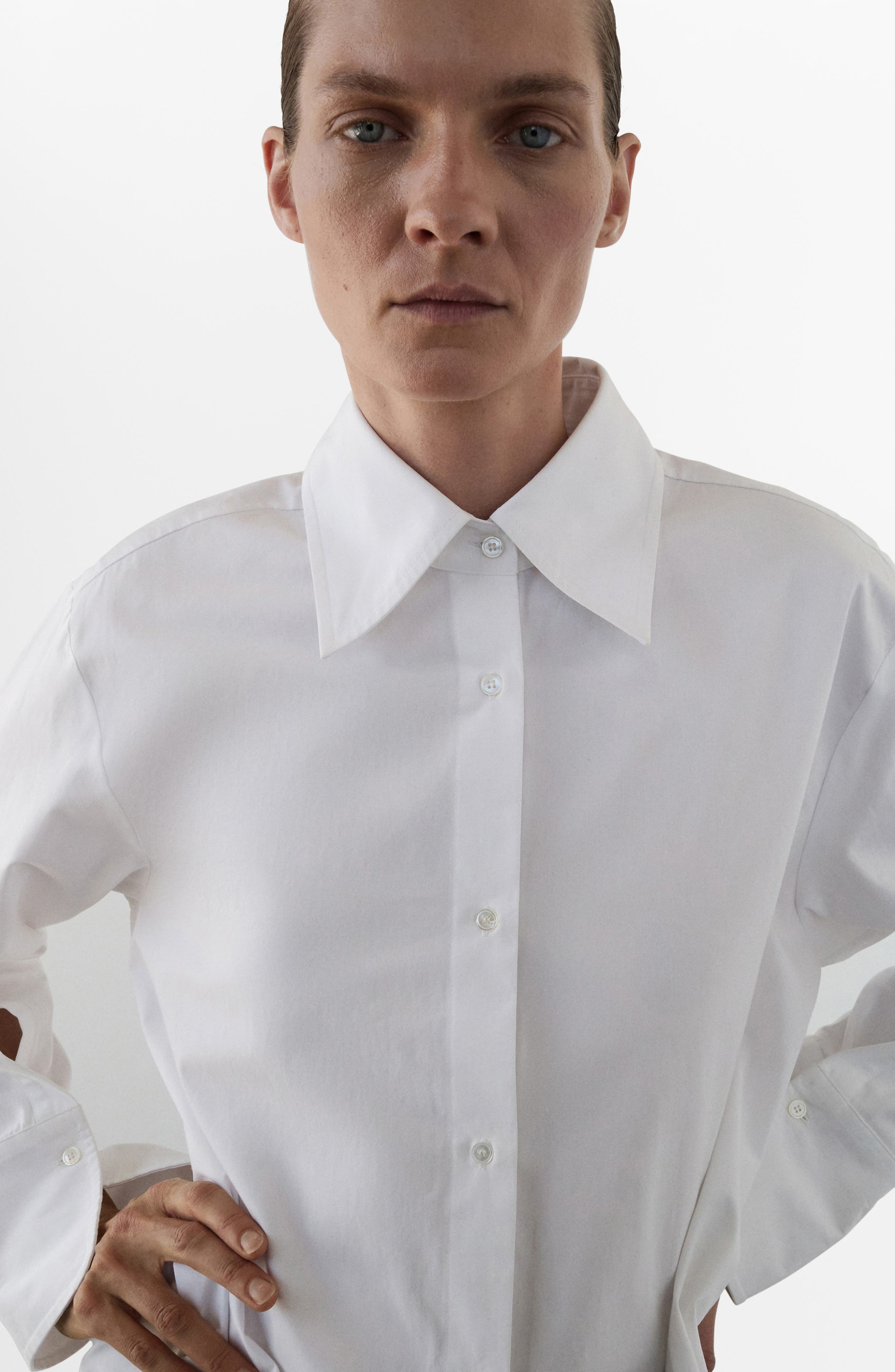 Selection Split Back Cotton Poplin Button-Up Shirt - image 2