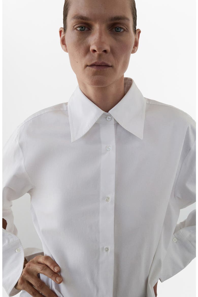 Selection Split Back Cotton Poplin Button-Up Shirt, Alternate, color, WHITE