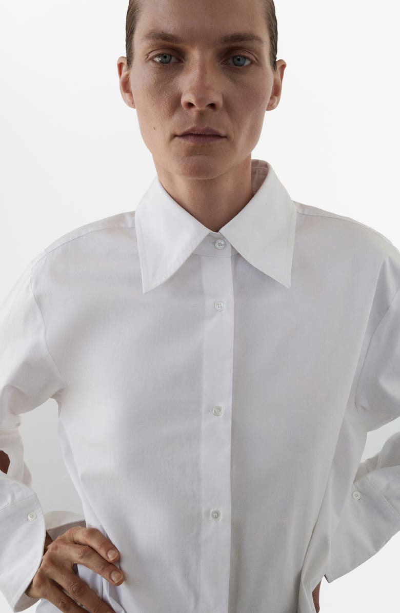 MANGO Selection Split Back Cotton Poplin Button-Up Shirt, Alternate, color, 