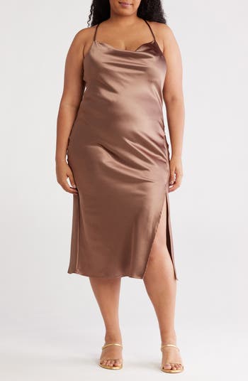 brown slip dress near me Evana Lace Maxi Dress - Brown main image 0