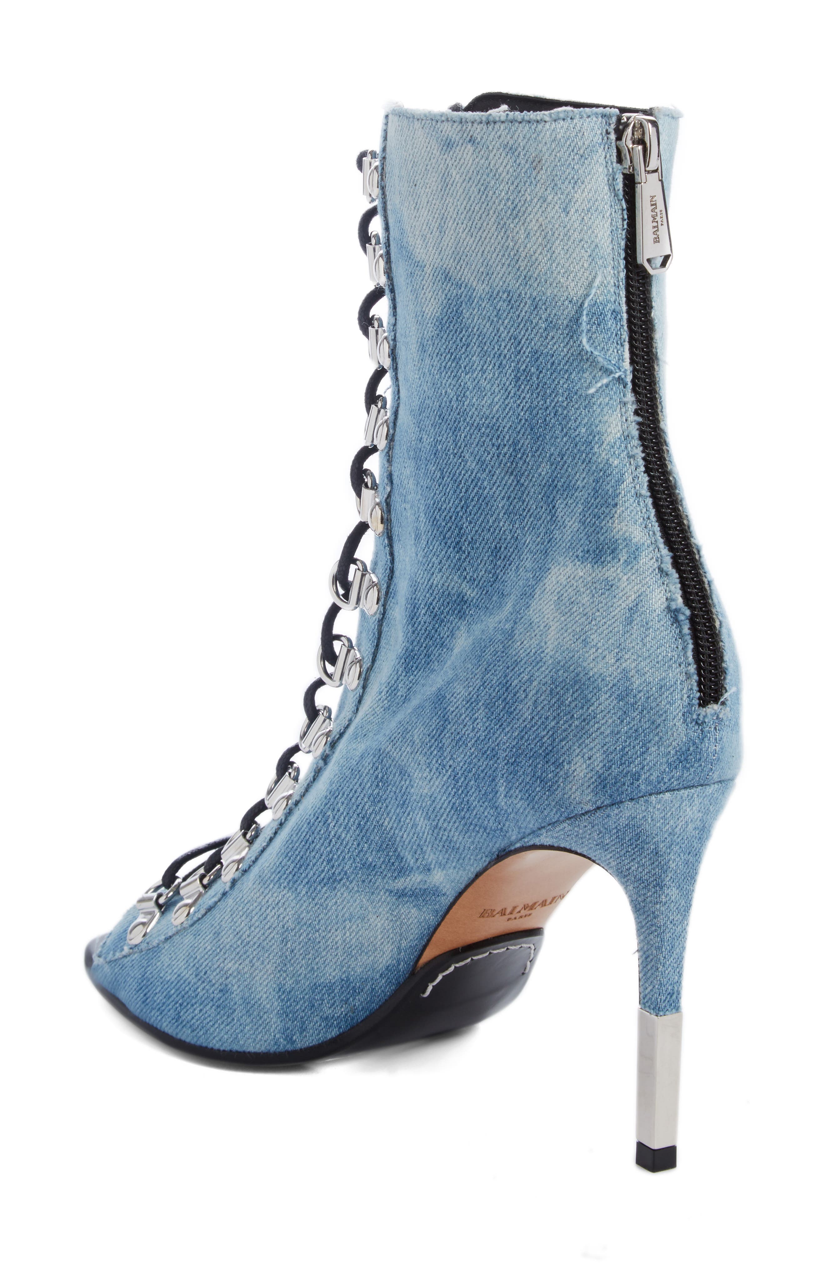 Balmain Club Peep Toe Bootie, Alternate, color, 