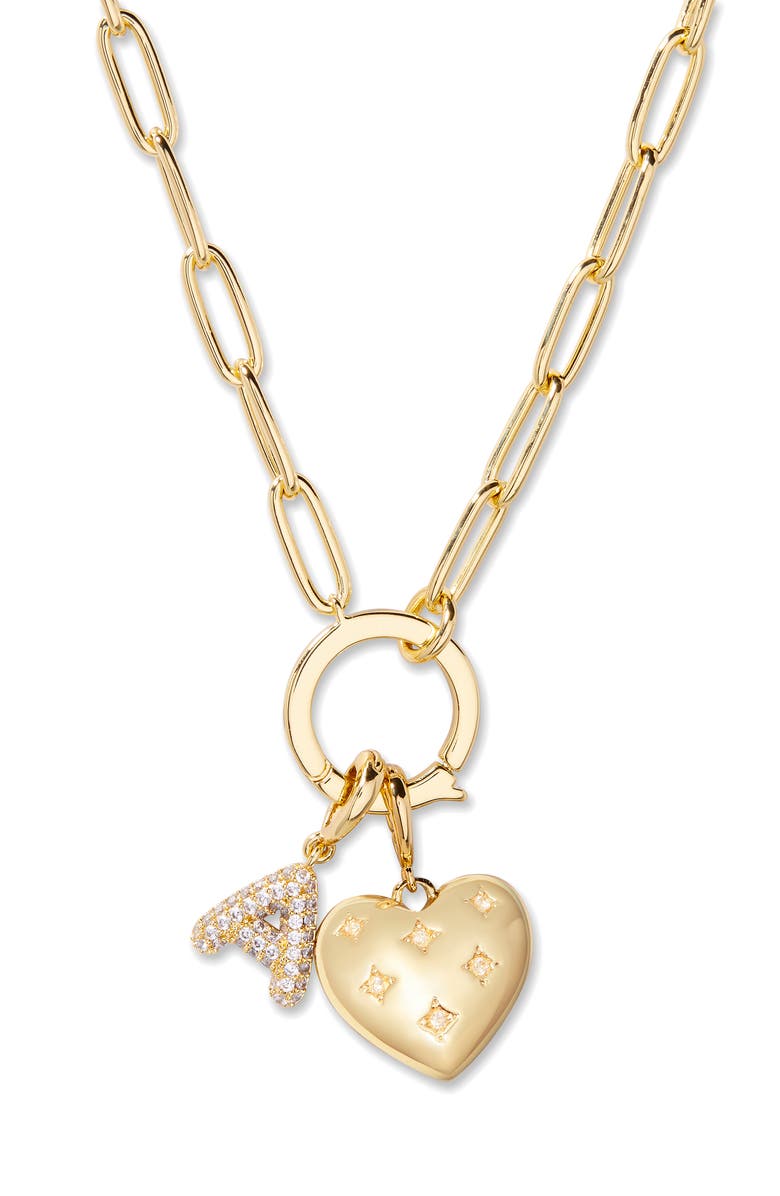 Brook and York Lillian Initial Heart Charm Necklace, Main, color, Gold A