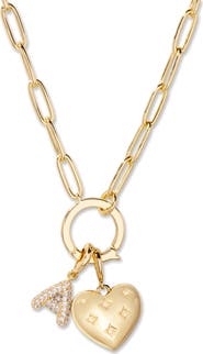 Brook and York Lillian Initial Heart Charm Necklace