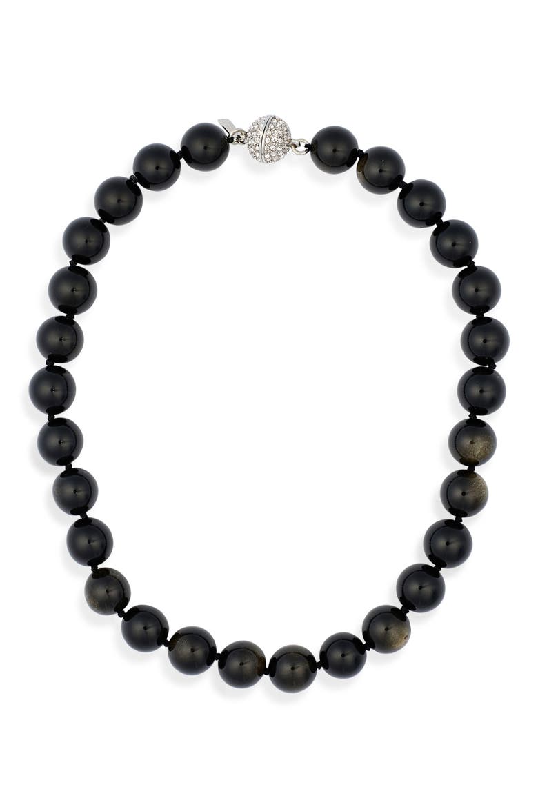 Beaded Necklace, Main, color, BLACK