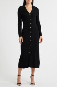 Julia Jordan Collar Long Sleeve Rib Maxi Sweater Dress