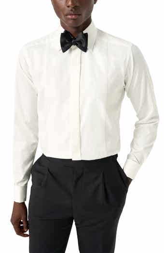Slim Fit Metallic Paisley Jacquard Bibbed Tuxedo Shirt