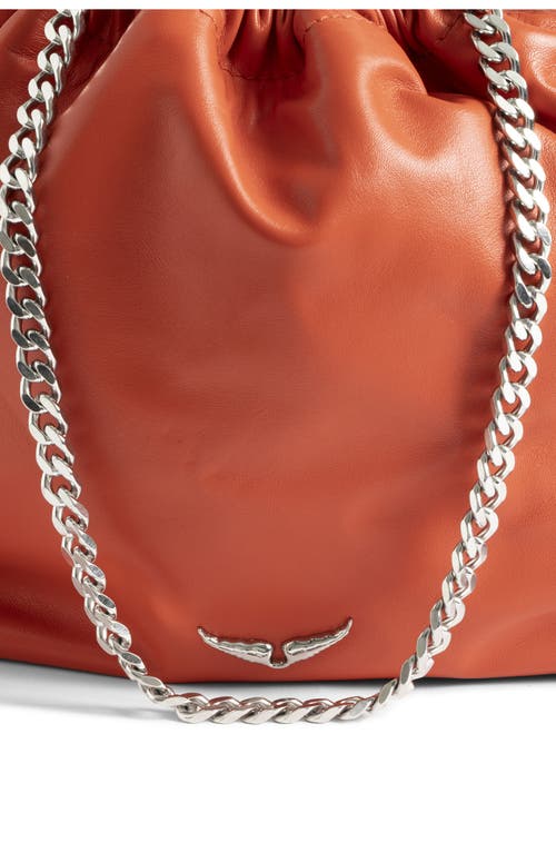 Zadig & Voltaire Rock Today Smooth Lambskin Leather Bucket Bag In Orange