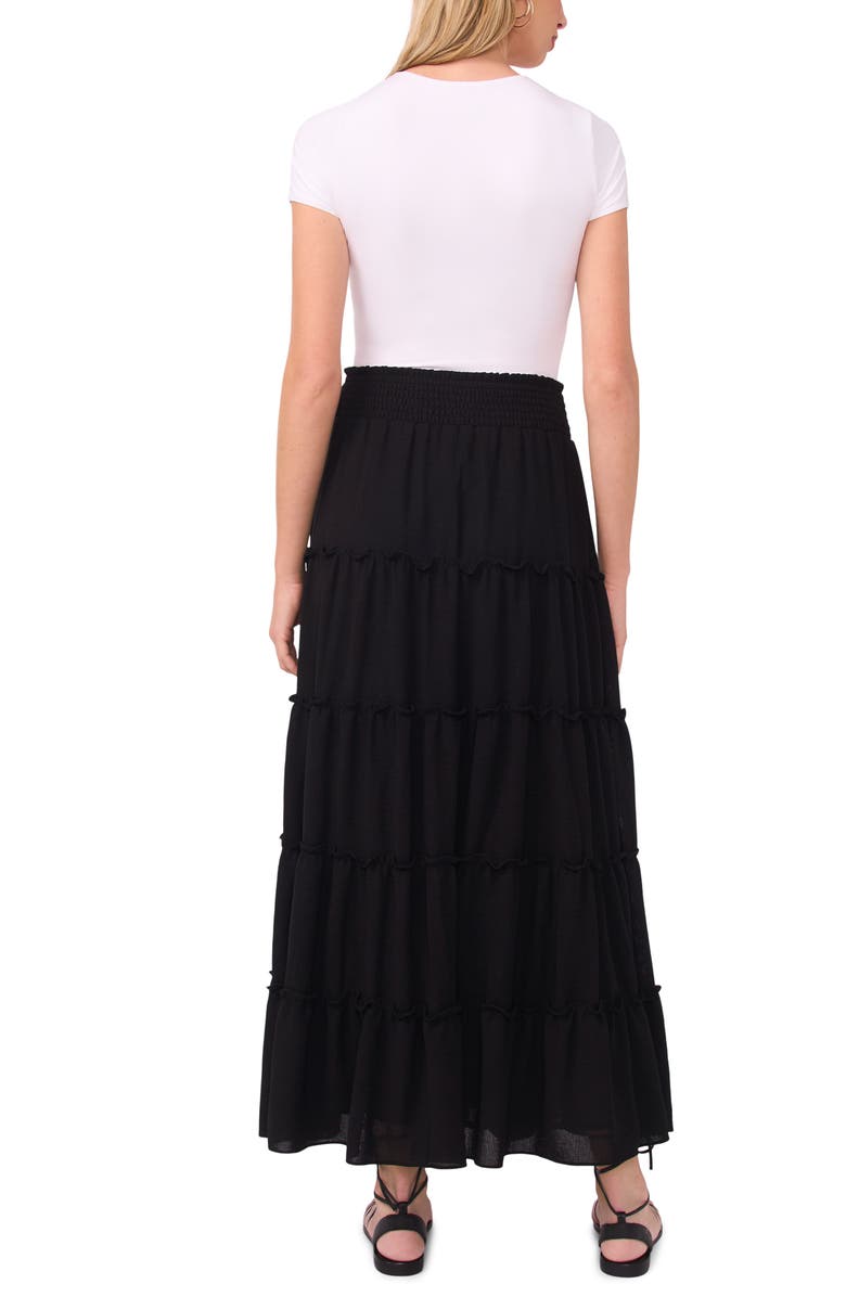 Vince Camuto Smock Waist Tiered Maxi Skirt, Alternate, color, Rich Black