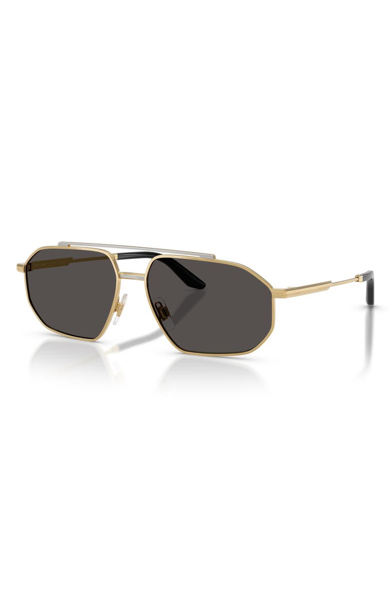 Dolce&Gabbana 59mm Pilot Sunglasses, Alternate, color, Gold/ Silver / Dark Grey