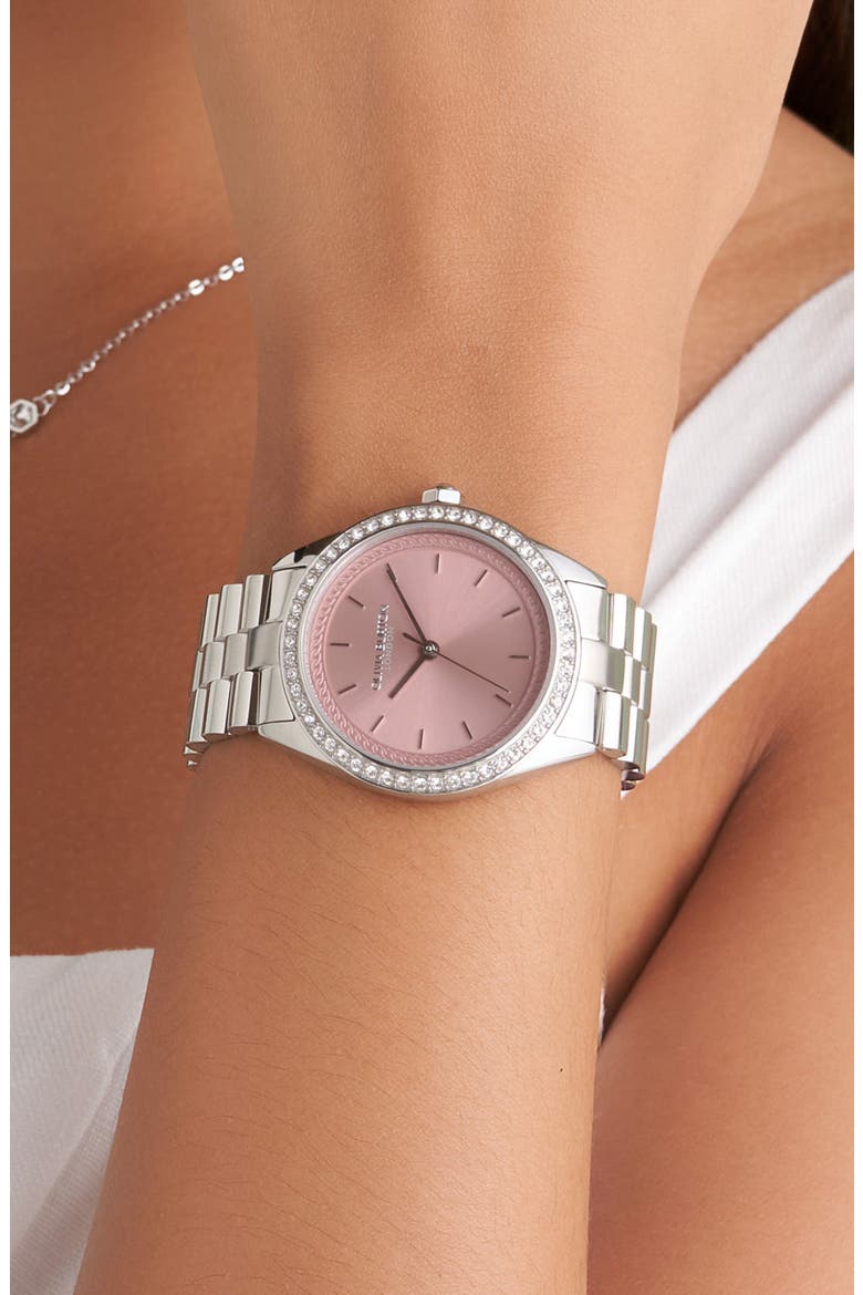 Bejewelled Bracelet Watch, 34mm, Alternate, color, SILVER/ ROSE