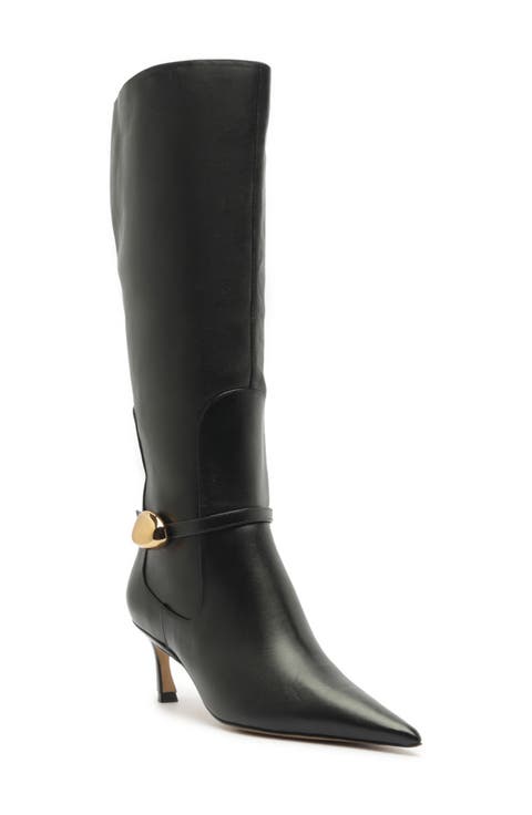 Farrah Pointed Toe Knee High Boot (Women) (Narrow Calf)