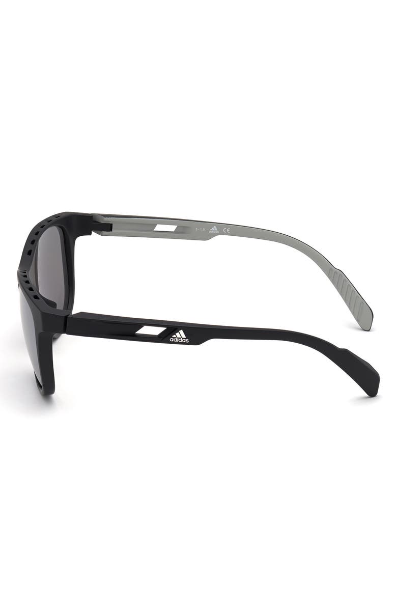 adidas 55mm Round Sunglasses, Alternate, color, Matte Black / Smoke Mirror