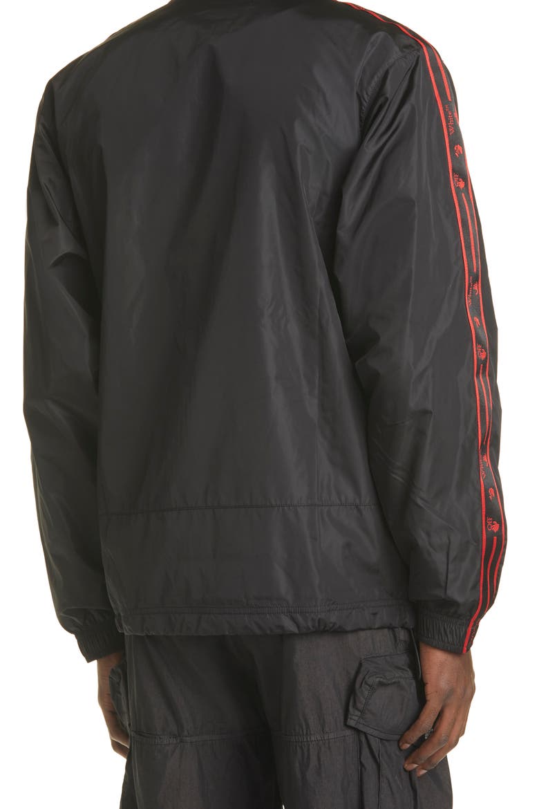 Logo Tape Nylon Track Jacket, Alternate, color, BLACK WHITE