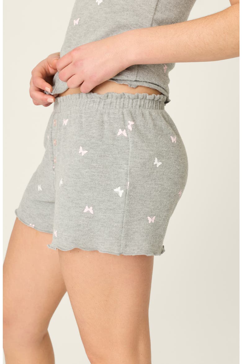 Peachy Mix Match Butterfly Pajama Shorts, Alternate, color, HEATHER GREY