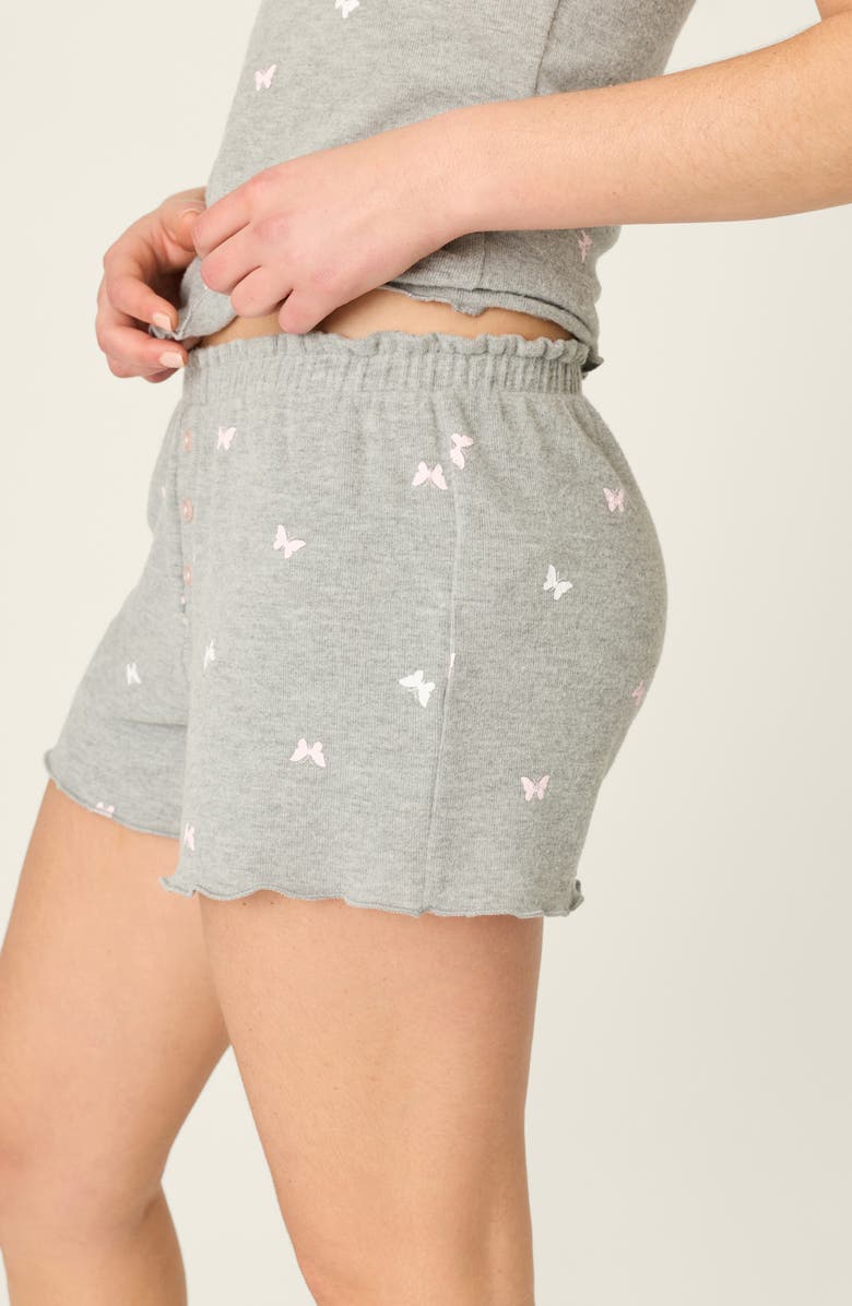 PJ Salvage Peachy Mix Match Butterfly Pajama Shorts, Alternate, color, Heather Grey