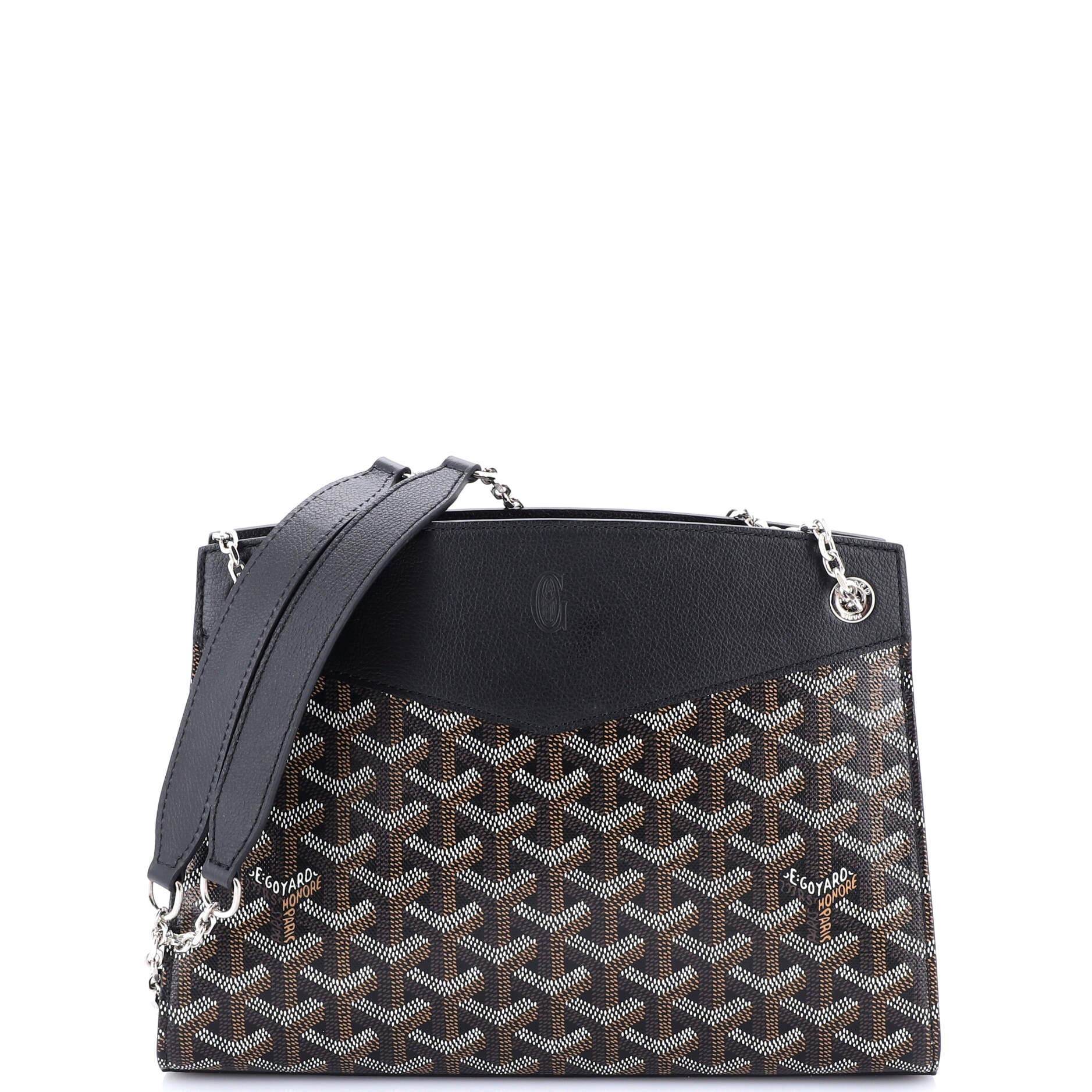 Pre-Owned Goyard Structured Rouette Chain Shoulder Bag Coated Canvas PM, Main, color, 