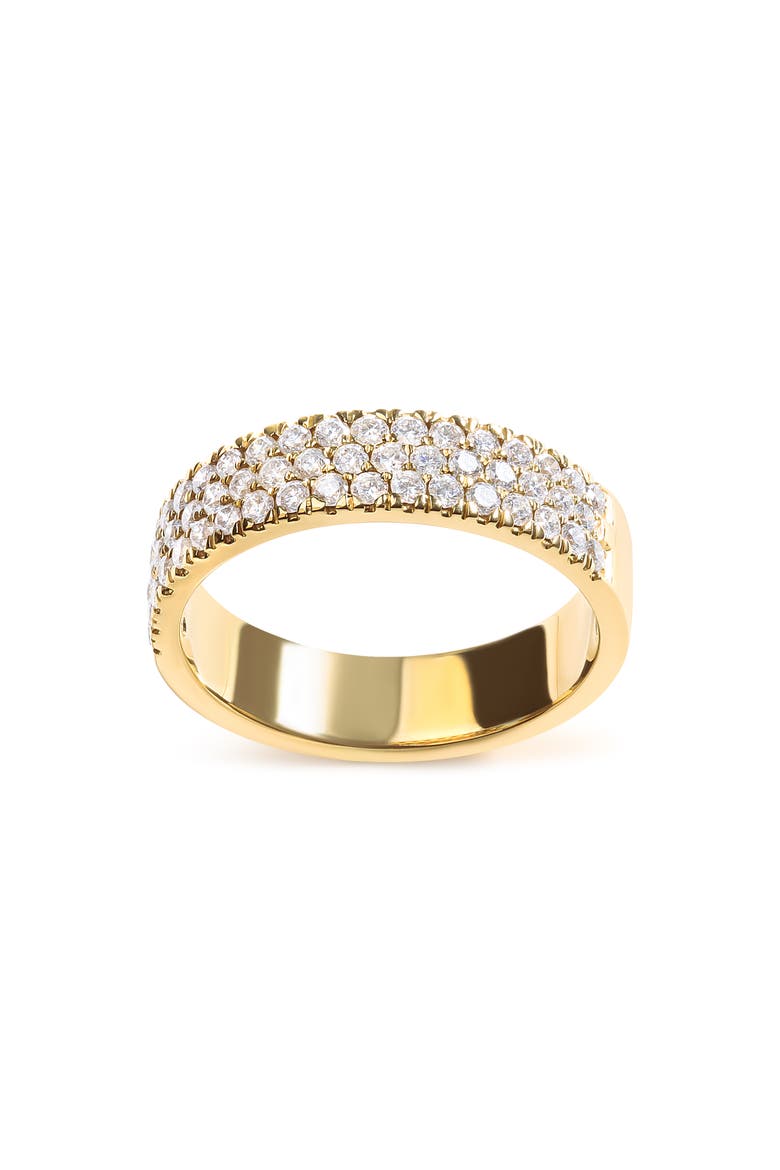 14K Yellow Gold Pave Set 3/4 cttw Multi Row Diamond Band Ring  (H-I Color, SI2-I1 Clarity) - Size 7, Main, color, Yellow Gold